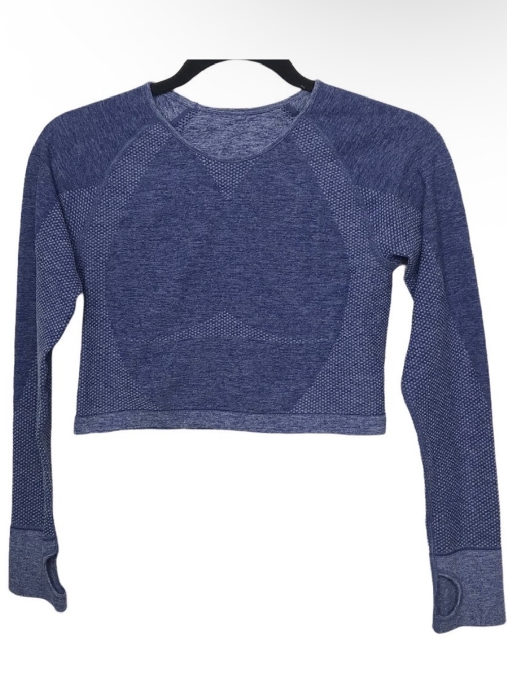 Purple Seamless Cropped Long Sleeve Knit WorkOut Top Approx Small